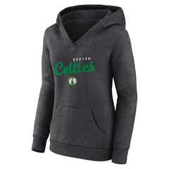 NBA - Boston Celtics Logo Athletic Women's Triumphant V-Neck Pullover Hoodie - Heather Charcoal