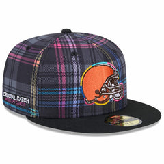 Cleveland Browns New Era 2024 NFL Crucial Catch Plaid 59FIFTY Fitted Hat Black - NFL