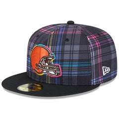 Cleveland Browns New Era 2024 NFL Crucial Catch Plaid 59FIFTY Fitted Hat Black - NFL