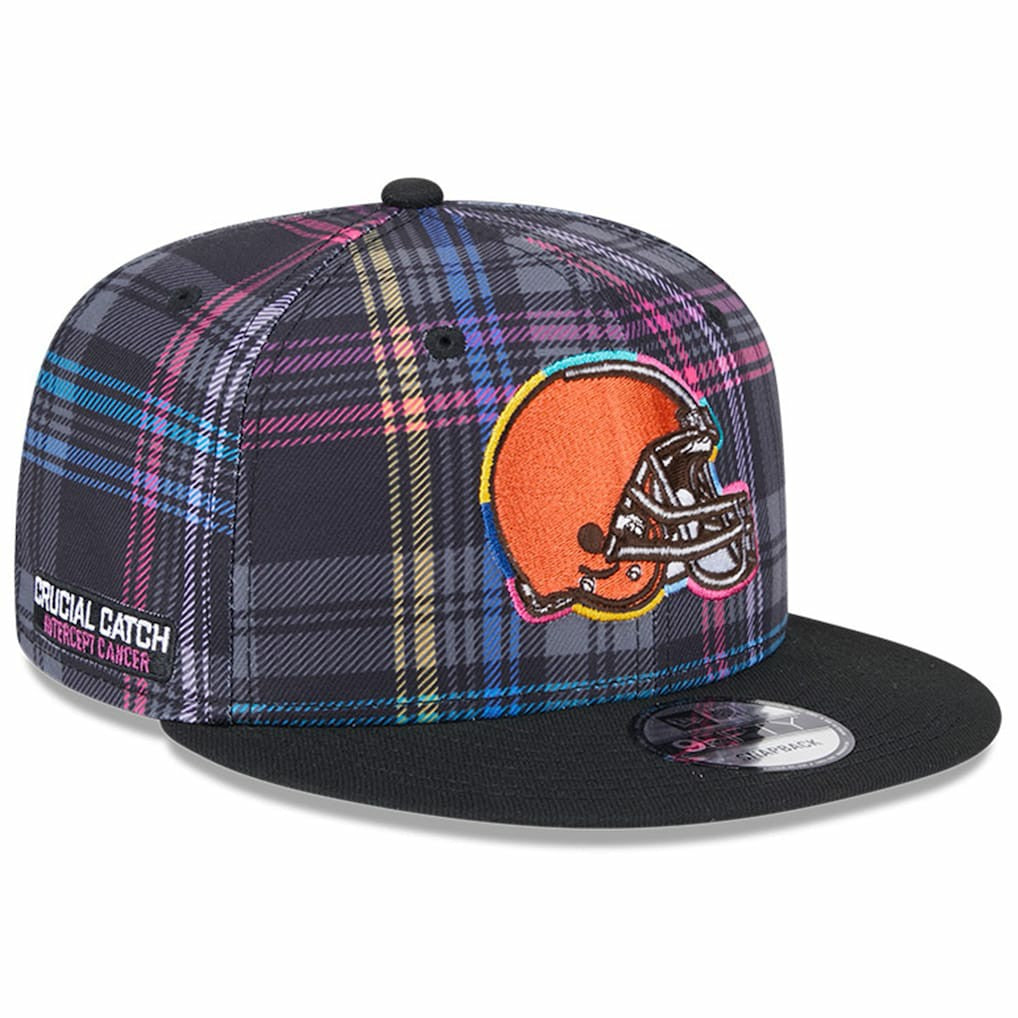 Cleveland Browns New Era 2024 NFL Crucial Catch Plaid 9FIFTY Snapback Hat Black - NFL