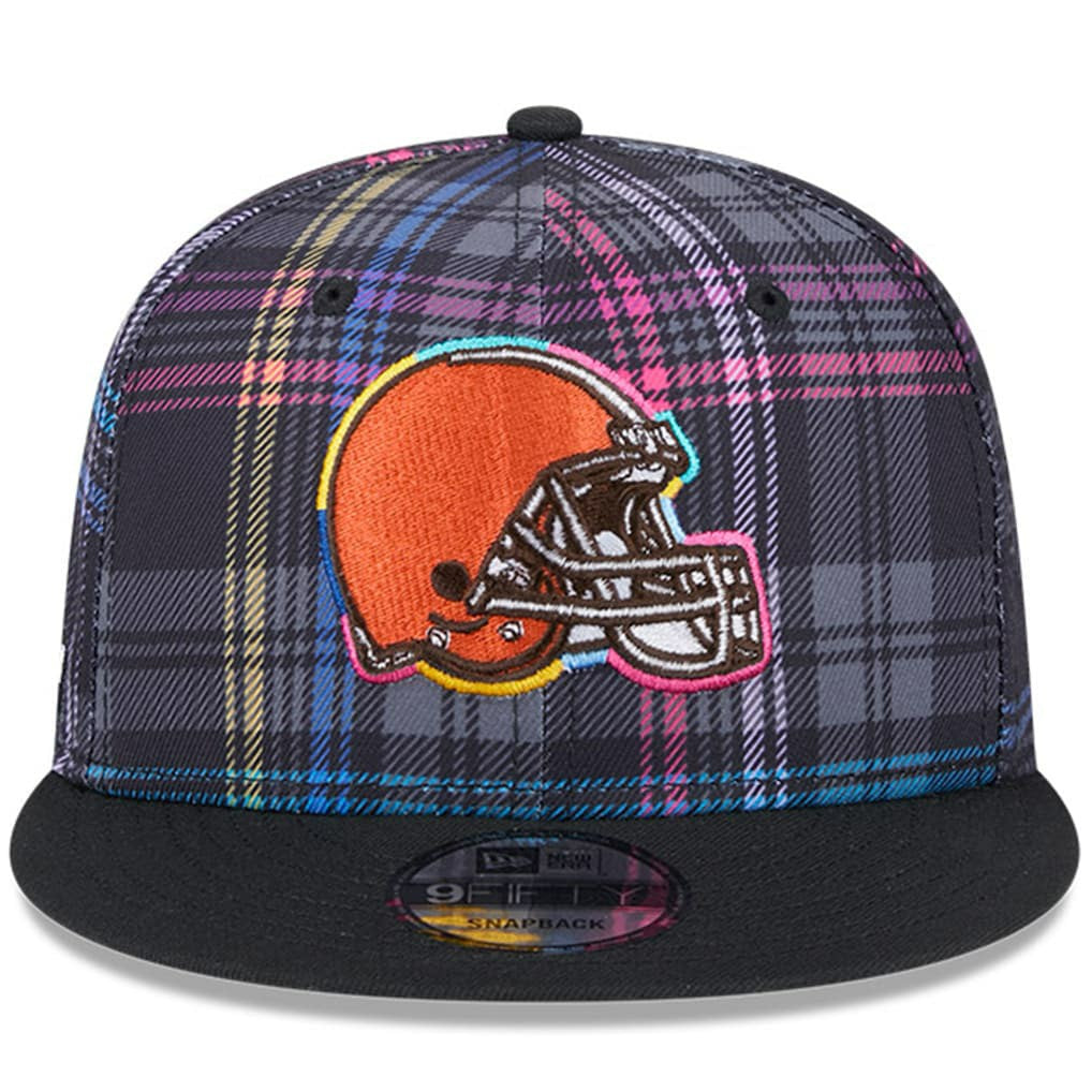 Cleveland Browns New Era 2024 NFL Crucial Catch Plaid 9FIFTY Snapback Hat Black - NFL