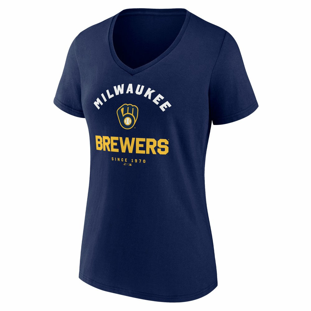 Milwaukee Brewers Logo Athletic Women's Unrivaled V-Neck T-Shirt Sale