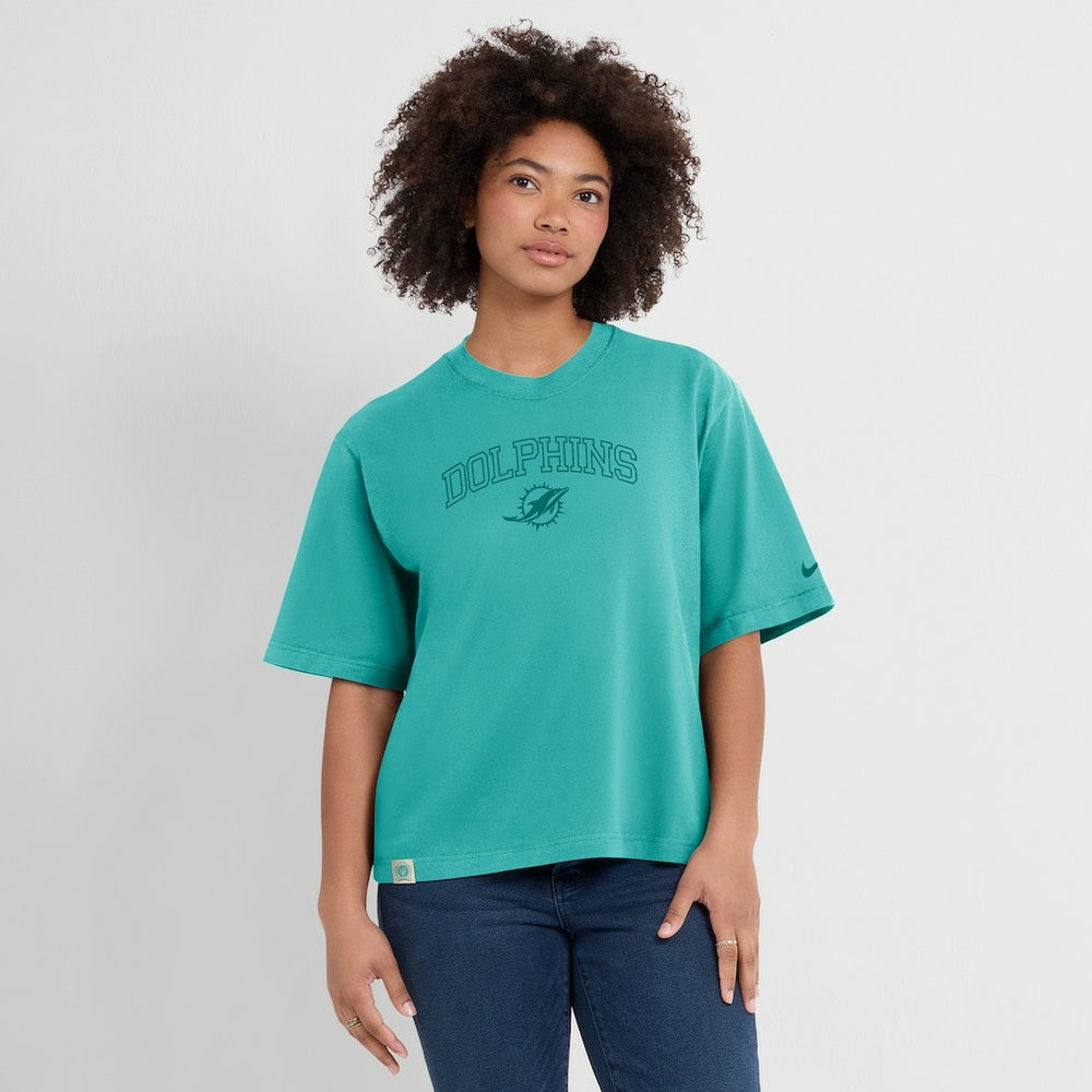 Miami Dolphins Women's Glory Arch Boxy T-Shirt Aqua - Nike