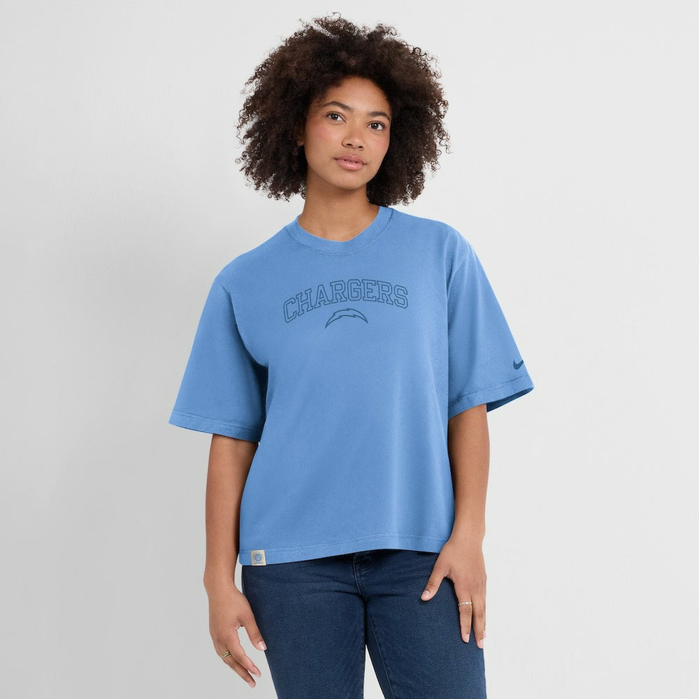 Los Angeles Chargers Women's Glory Arch Boxy T-Shirt Powder Blue - Nike