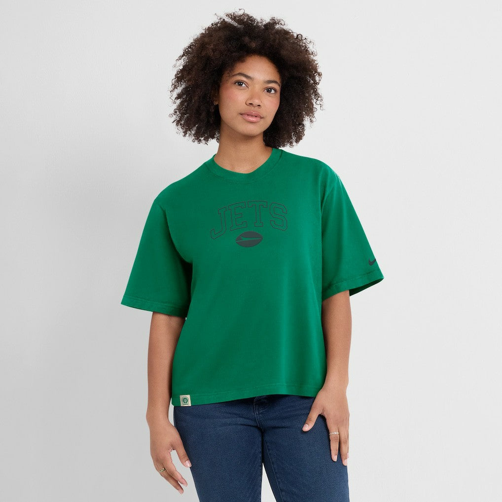 New York Jets Women's Glory Arch Boxy T-Shirt Green - Nike