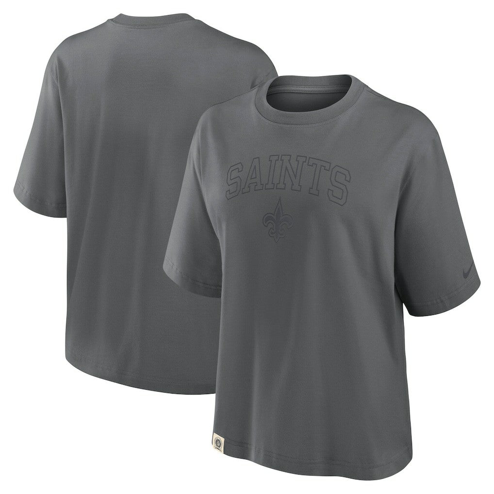 New Orleans Saints Women's Glory Arch Boxy T-Shirt Charcoal - Nike