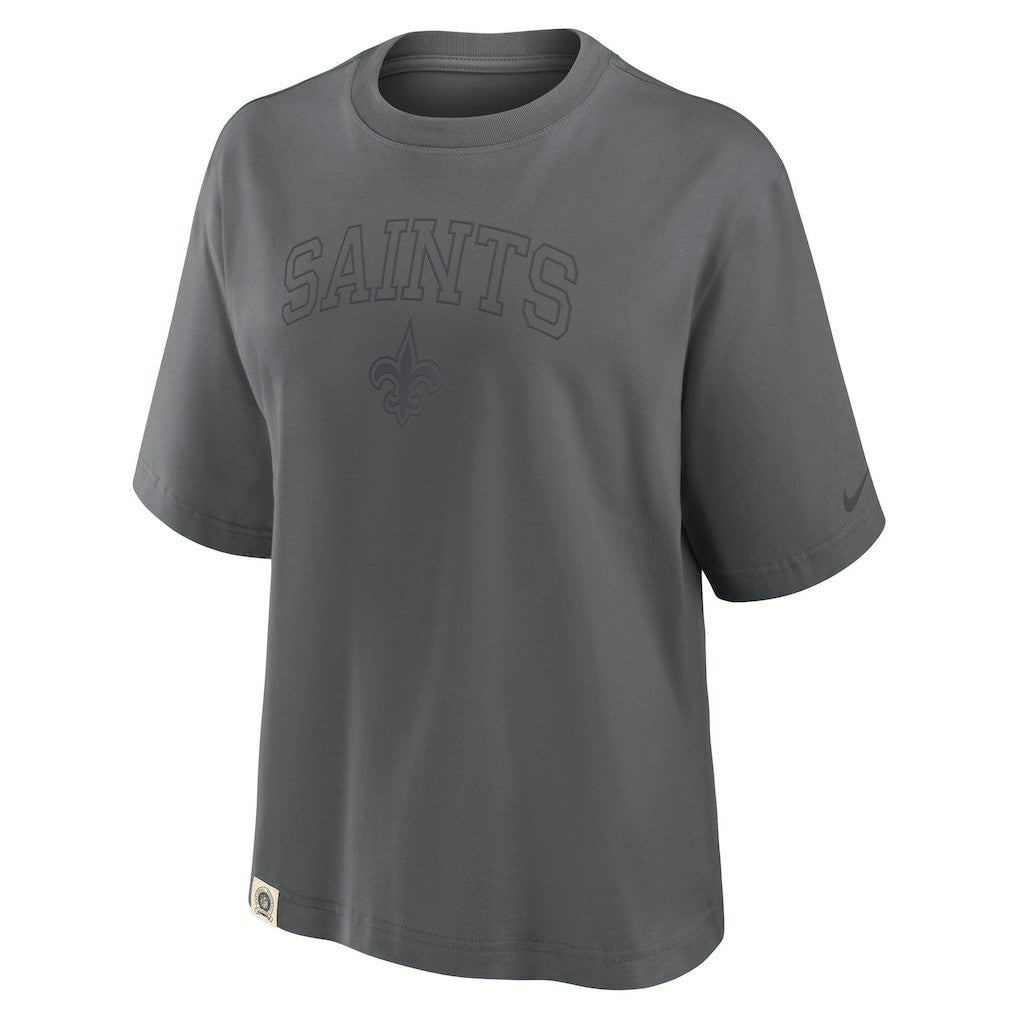 New Orleans Saints Women's Glory Arch Boxy T-Shirt Charcoal - Nike