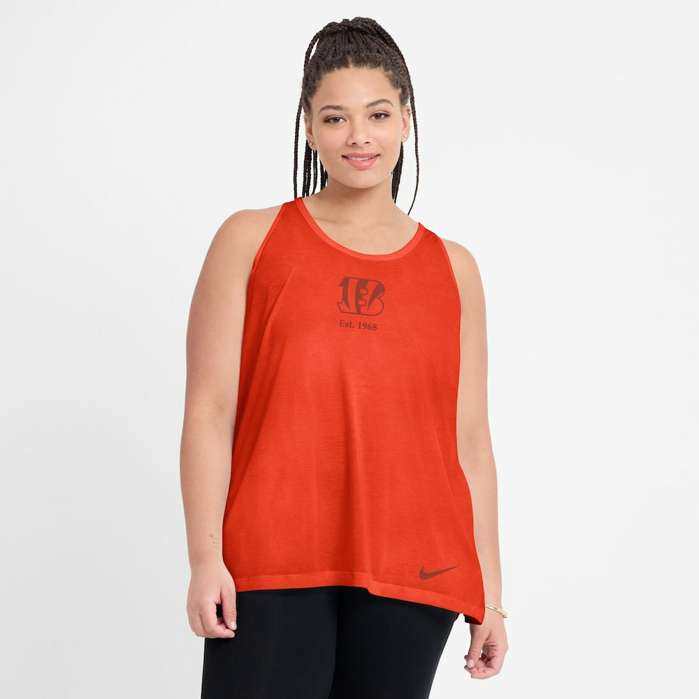 Cincinnati Bengals Women's Glory Open-Back Crisscross Dri-FIT Tank Top Orange - Nike
