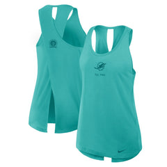 Miami Dolphins Women's Glory Open-Back Crisscross Dri-FIT Tank Top Aqua - Nike