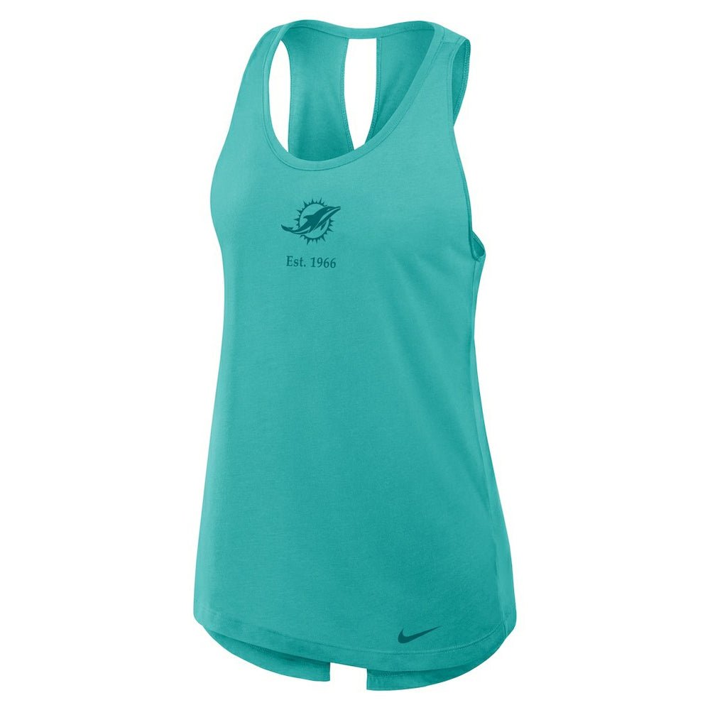 Miami Dolphins Women's Glory Open-Back Crisscross Dri-FIT Tank Top Aqua - Nike