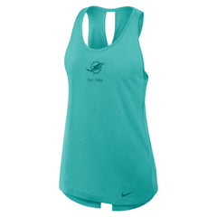 Miami Dolphins Women's Glory Open-Back Crisscross Dri-FIT Tank Top Aqua - Nike
