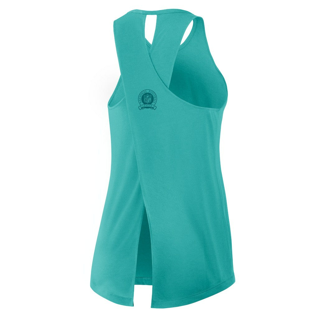 Miami Dolphins Women's Glory Open-Back Crisscross Dri-FIT Tank Top Aqua - Nike