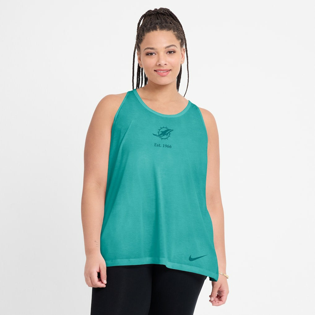 Miami Dolphins Women's Glory Open-Back Crisscross Dri-FIT Tank Top Aqua - Nike