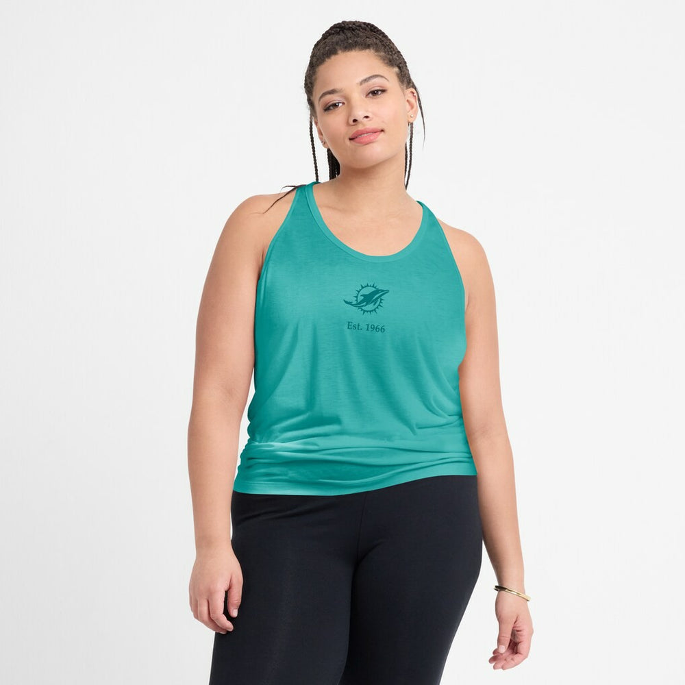 Miami Dolphins Women's Glory Open-Back Crisscross Dri-FIT Tank Top Aqua - Nike