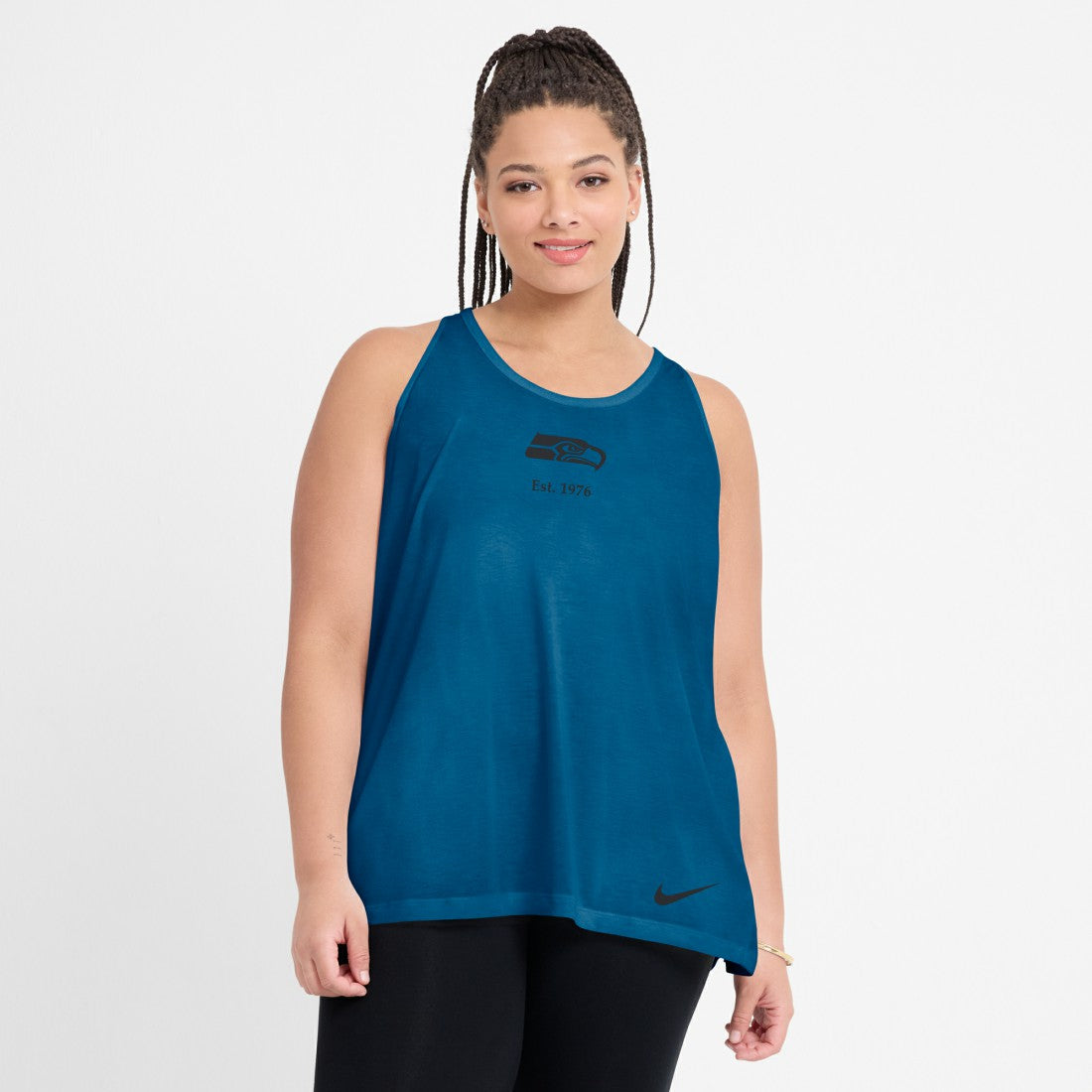 Seattle Seahawks Women's Glory Open-Back Crisscross Dri-FIT Tank Top College Navy - Nike