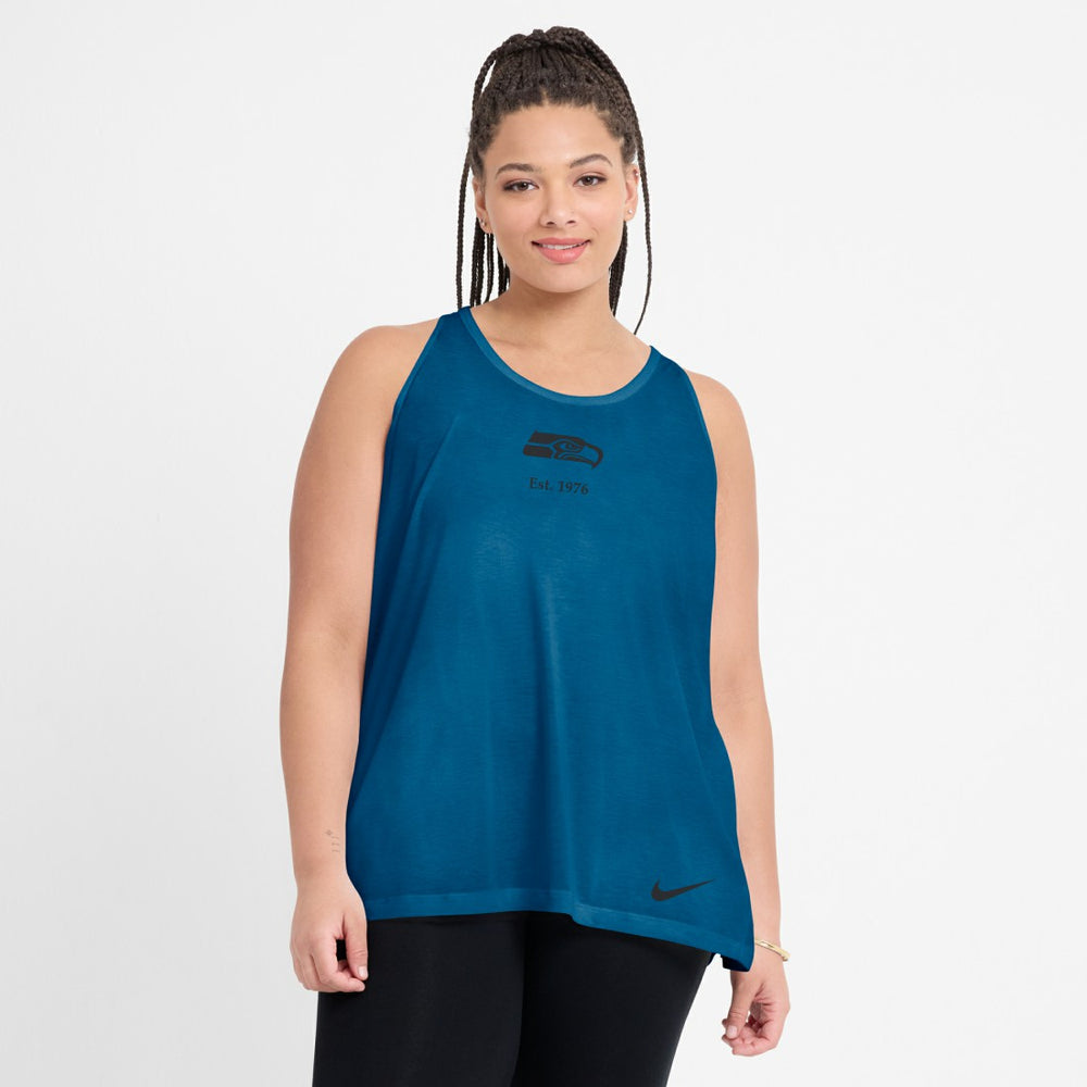 Seattle Seahawks Women's Glory Open-Back Crisscross Dri-FIT Tank Top College Navy - Nike