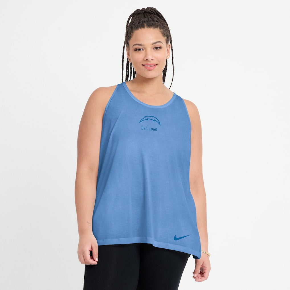 Los Angeles Chargers Women's Glory Open-Back Crisscross Dri-FIT Tank Top Powder Blue - Nike