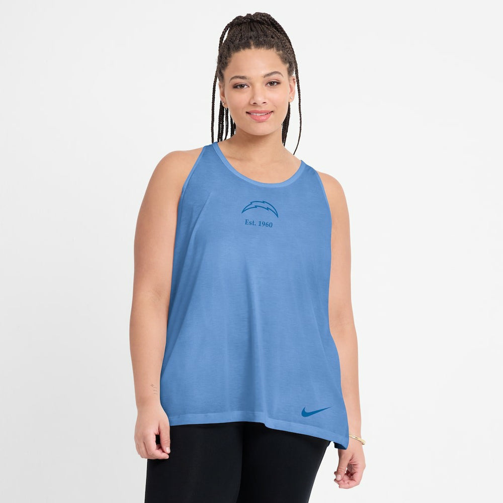 Los Angeles Chargers Women's Glory Open-Back Crisscross Dri-FIT Tank Top Powder Blue - Nike
