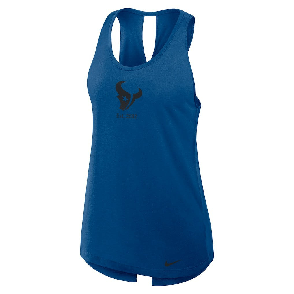 Houston Texans Women's Glory Open-Back Crisscross Dri-FIT Tank Top Navy - Nike