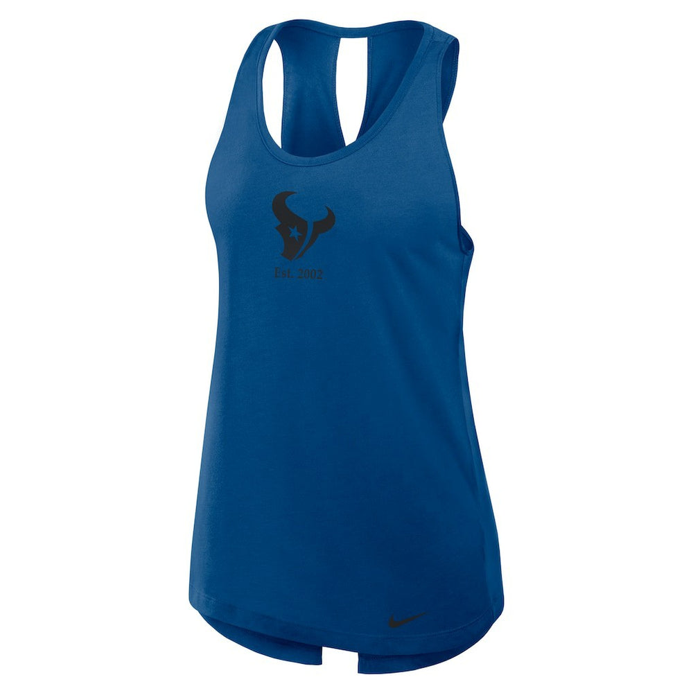 Houston Texans Women's Glory Open-Back Crisscross Dri-FIT Tank Top Navy - Nike