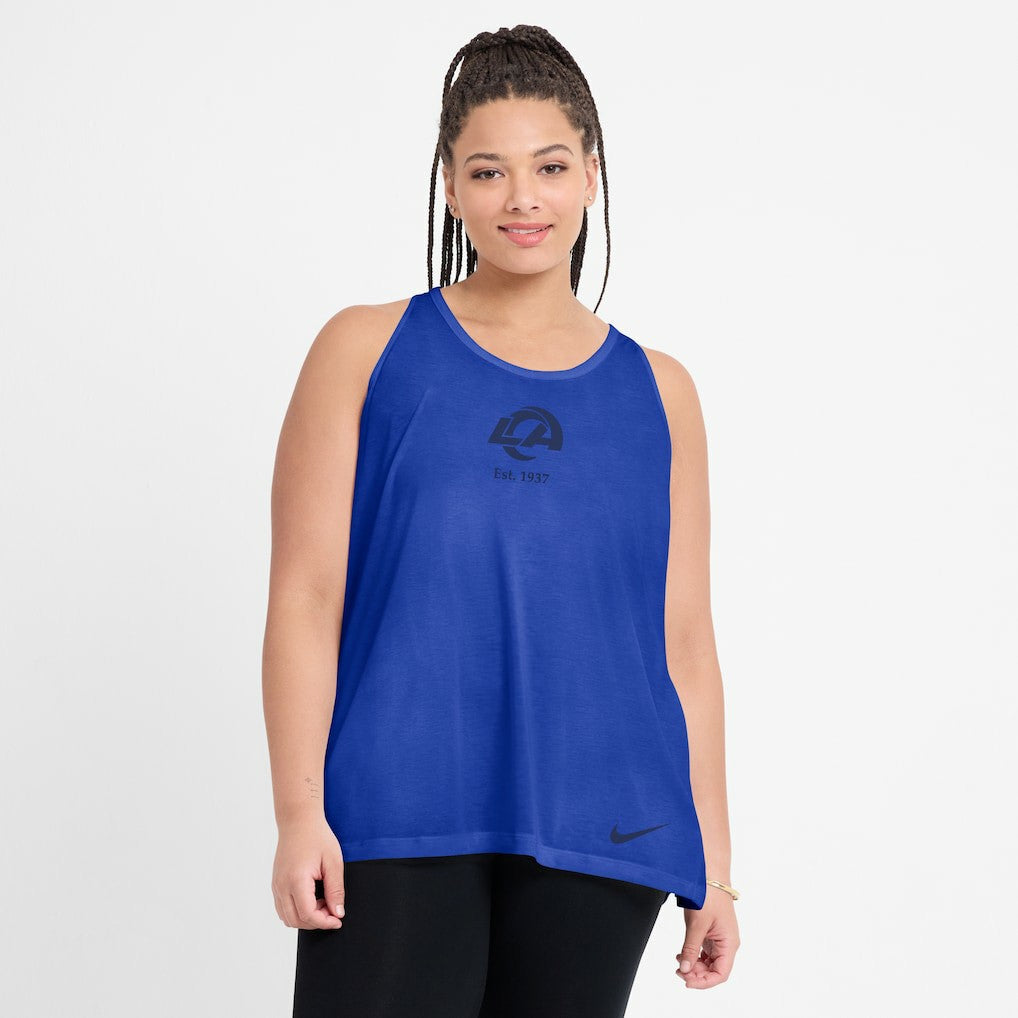 Los Angeles Rams Women's Glory Open-Back Crisscross Dri-FIT Tank Top Royal - Nike