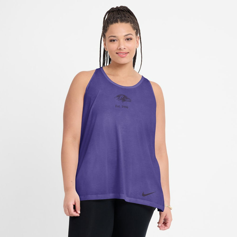 Baltimore Ravens Women's Glory Open-Back Crisscross Dri-FIT Tank Top Purple - Nike