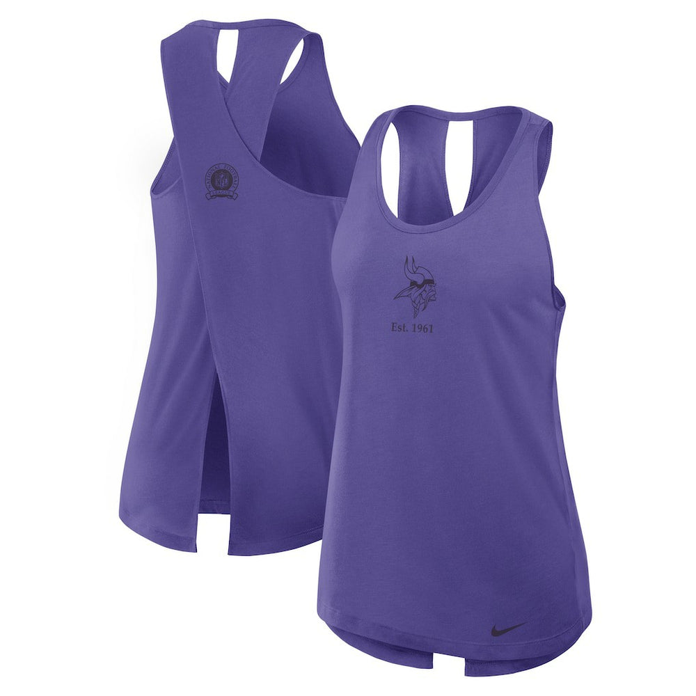 Minnesota Vikings Women's Glory Open-Back Crisscross Dri-FIT Tank Top Purple - Nike