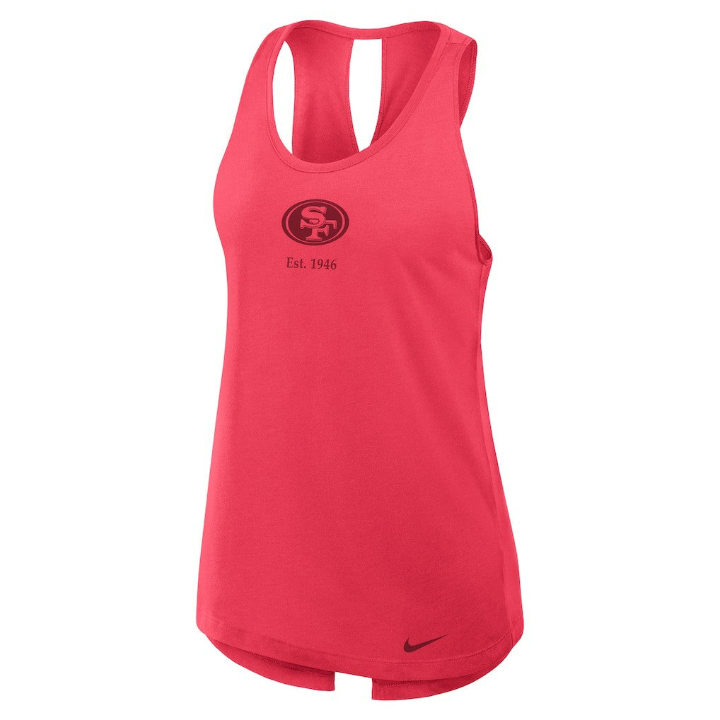 San Francisco 49ers Women's Glory Open-Back Crisscross Dri-FIT Tank Top Light Red - Nike