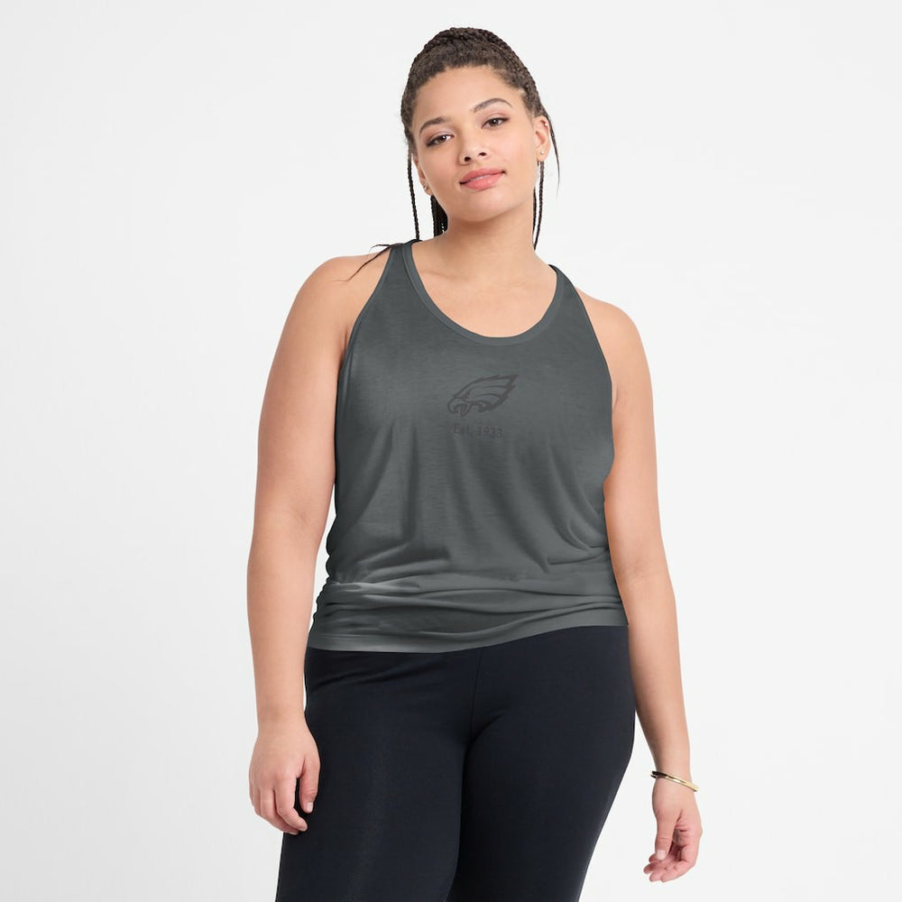 Philadelphia Eagles Women's Glory Open-Back Crisscross Dri-FIT Tank Top Charcoal - Nike
