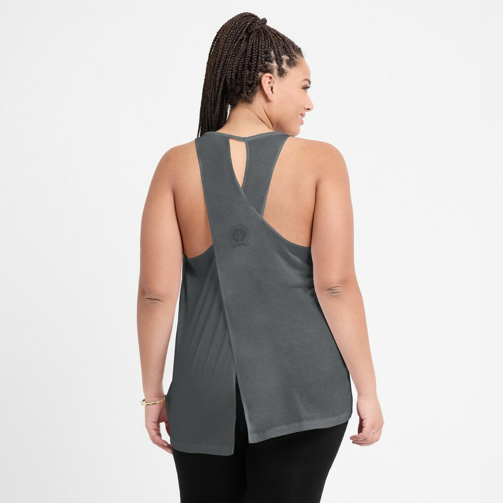 Las Vegas Raiders Women's Glory Open-Back Crisscross Dri-FIT Tank Top Charcoal - Nike