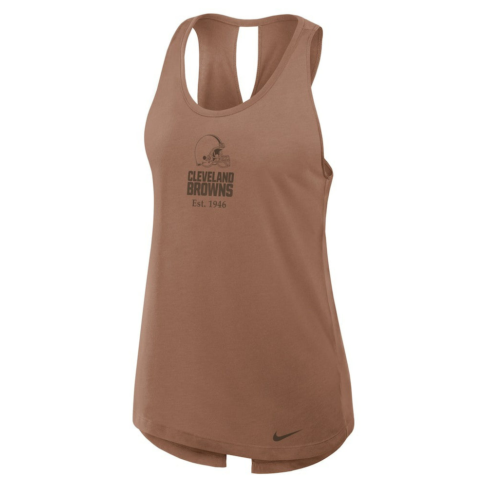 Cleveland Browns Women's Glory Open-Back Crisscross Dri-FIT Tank Top Brown - Nike