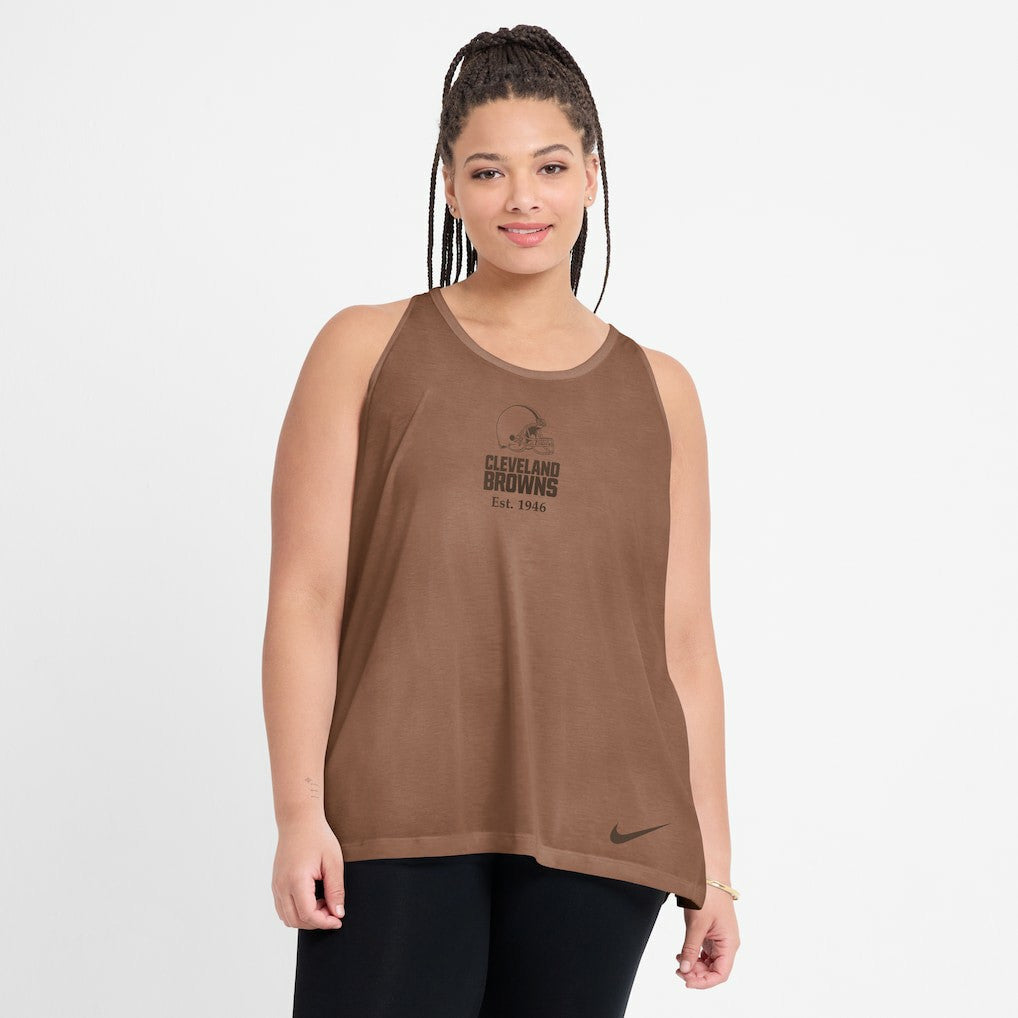 Cleveland Browns Women's Glory Open-Back Crisscross Dri-FIT Tank Top Brown - Nike