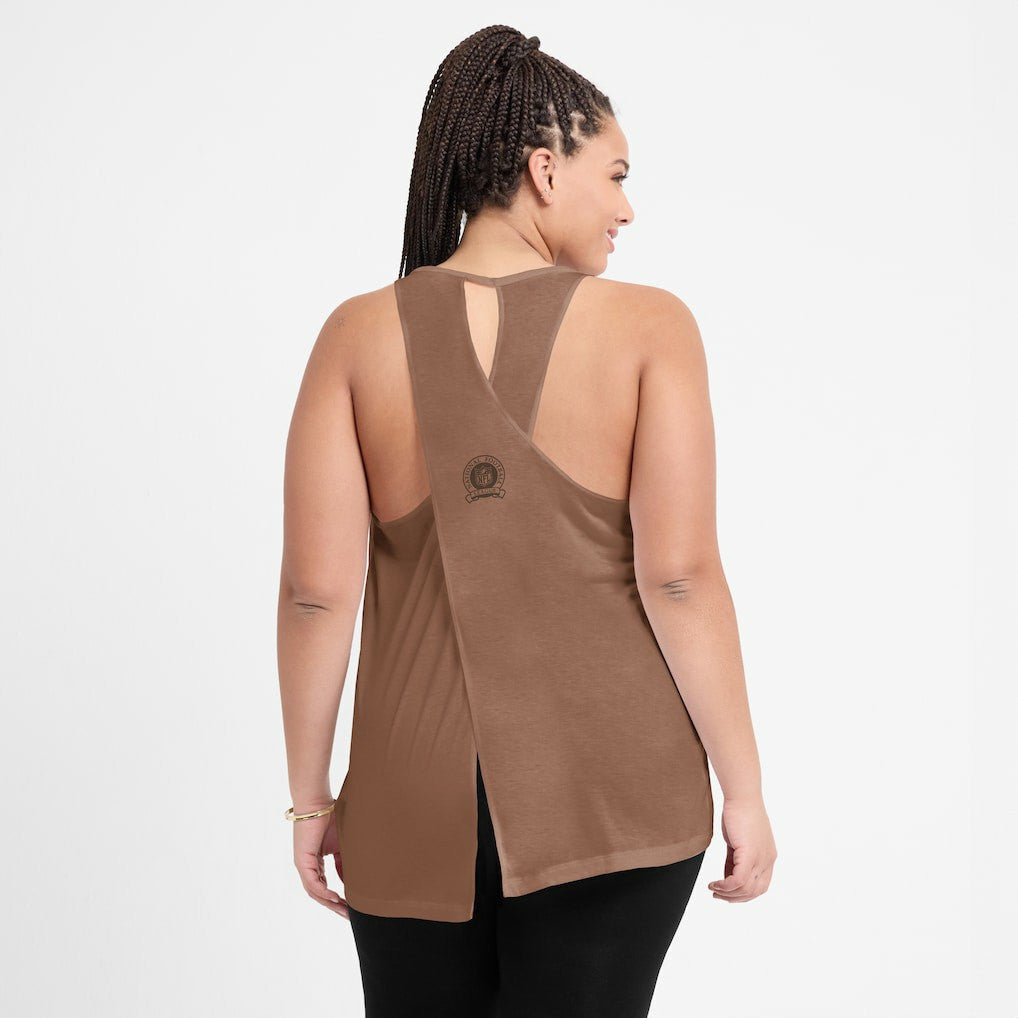 Cleveland Browns Women's Glory Open-Back Crisscross Dri-FIT Tank Top Brown - Nike