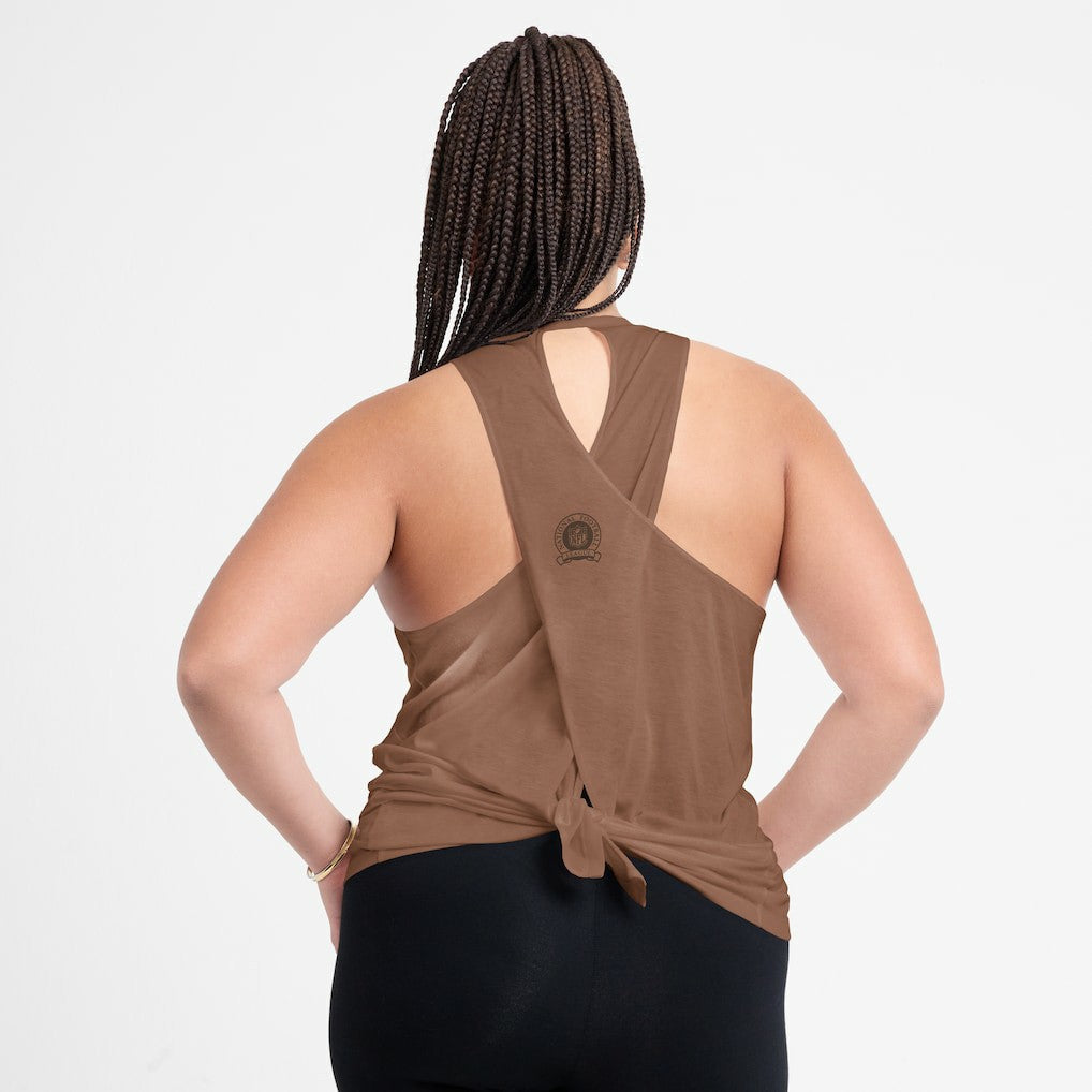 Cleveland Browns Women's Glory Open-Back Crisscross Dri-FIT Tank Top Brown - Nike