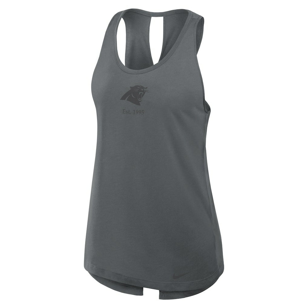 Carolina Panthers Women's Glory Open-Back Crisscross Dri-FIT Tank Top Charcoal - Nike