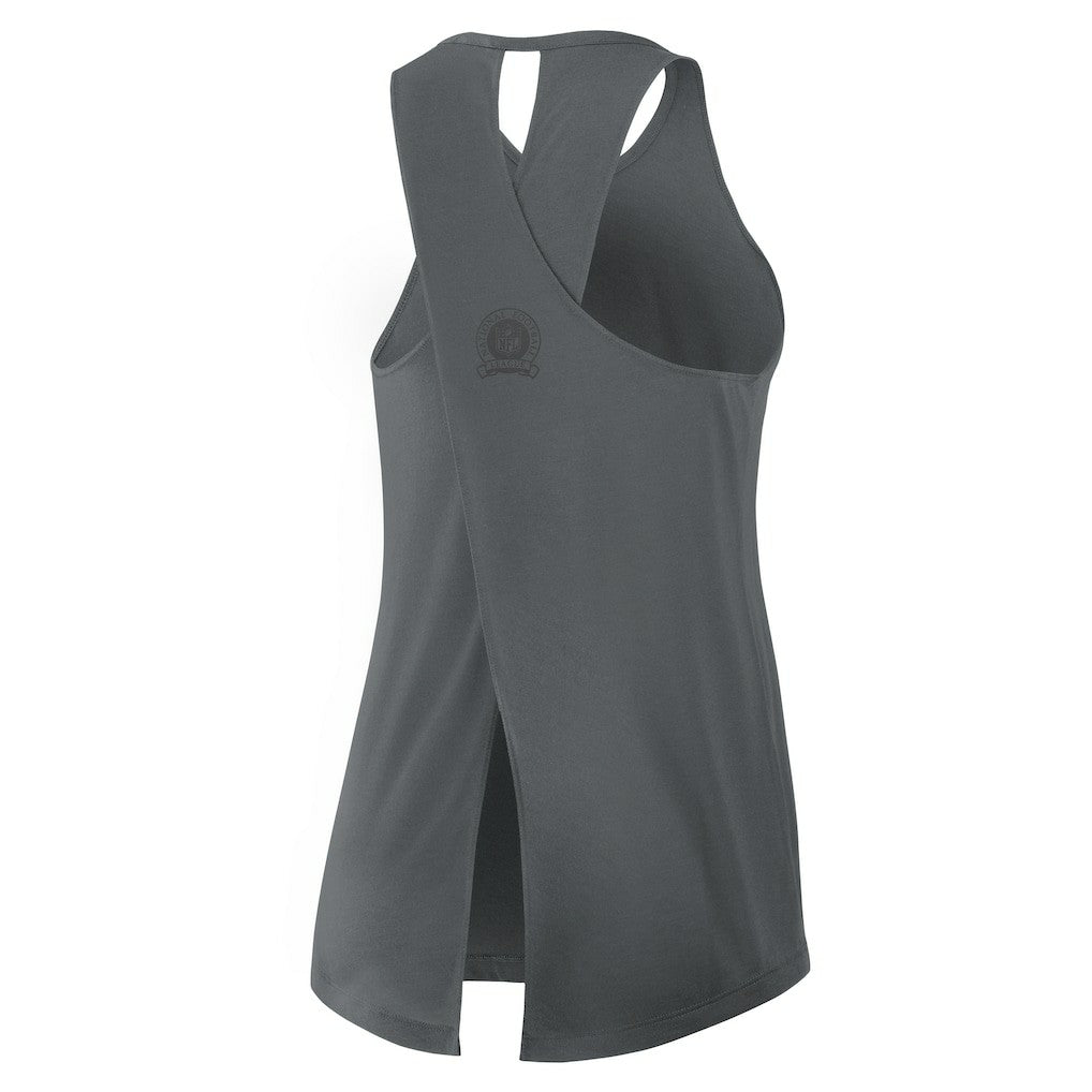 Carolina Panthers Women's Glory Open-Back Crisscross Dri-FIT Tank Top Charcoal - Nike