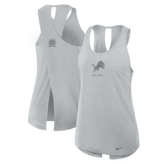 Detroit Lions Women's Glory Open-Back Crisscross Dri-FIT Tank Top Gray - Nike