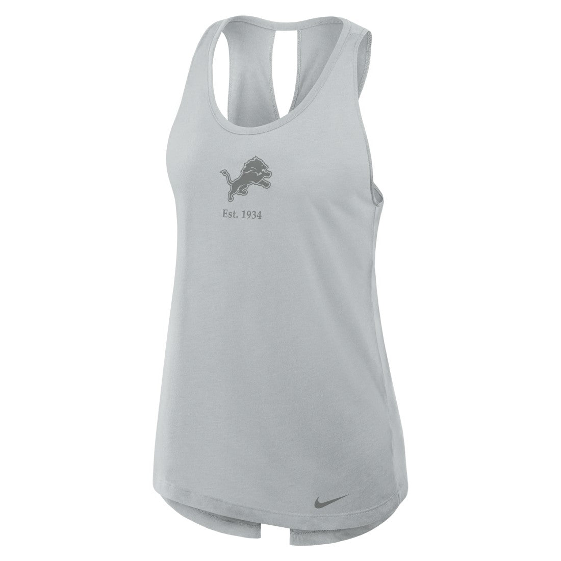 Detroit Lions Women's Glory Open-Back Crisscross Dri-FIT Tank Top Gray - Nike