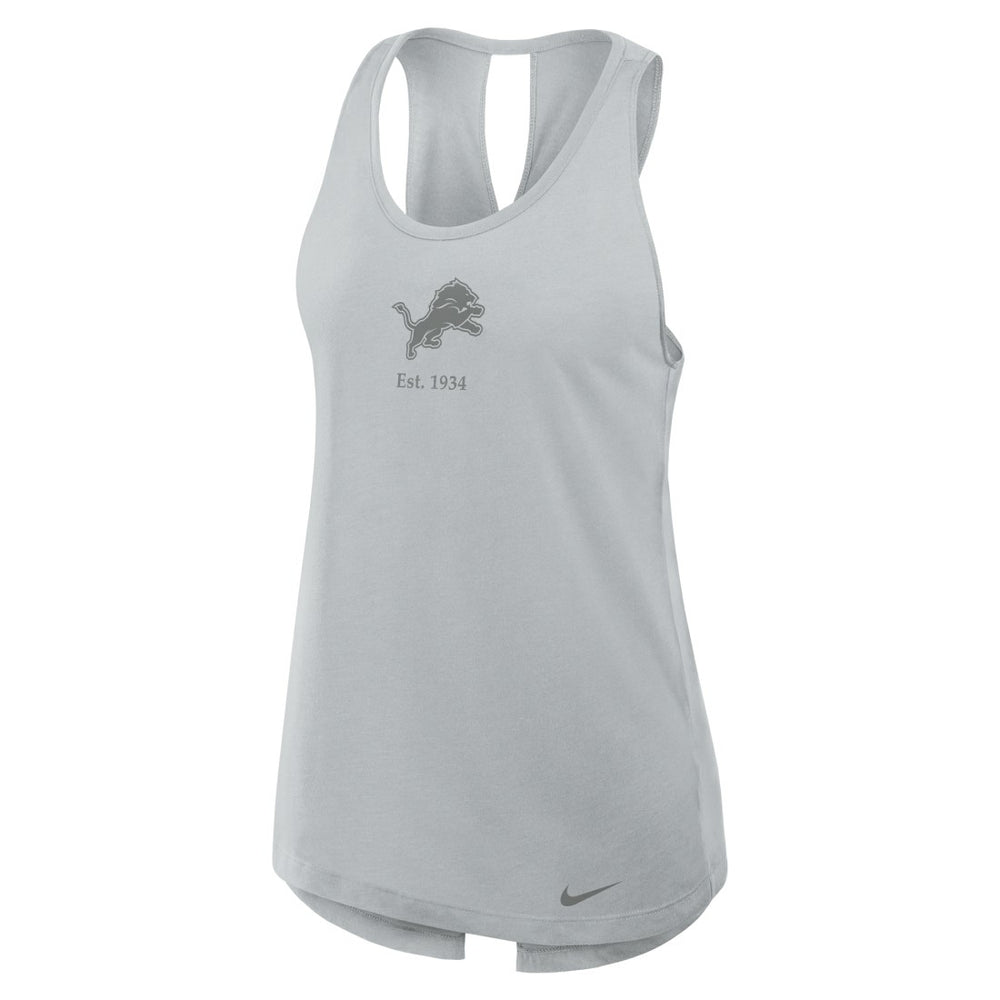 Detroit Lions Women's Glory Open-Back Crisscross Dri-FIT Tank Top Gray - Nike