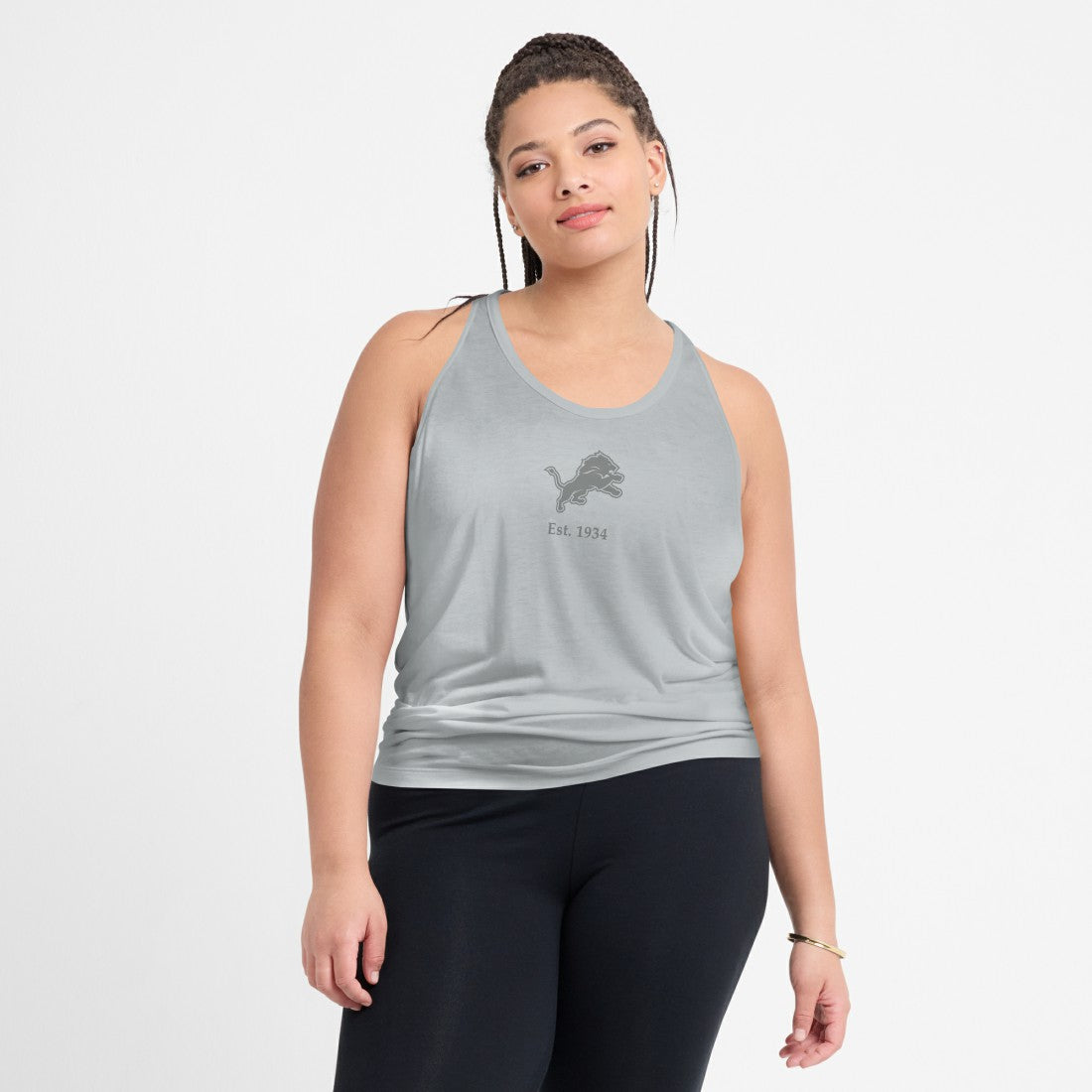 Detroit Lions Women's Glory Open-Back Crisscross Dri-FIT Tank Top Gray - Nike