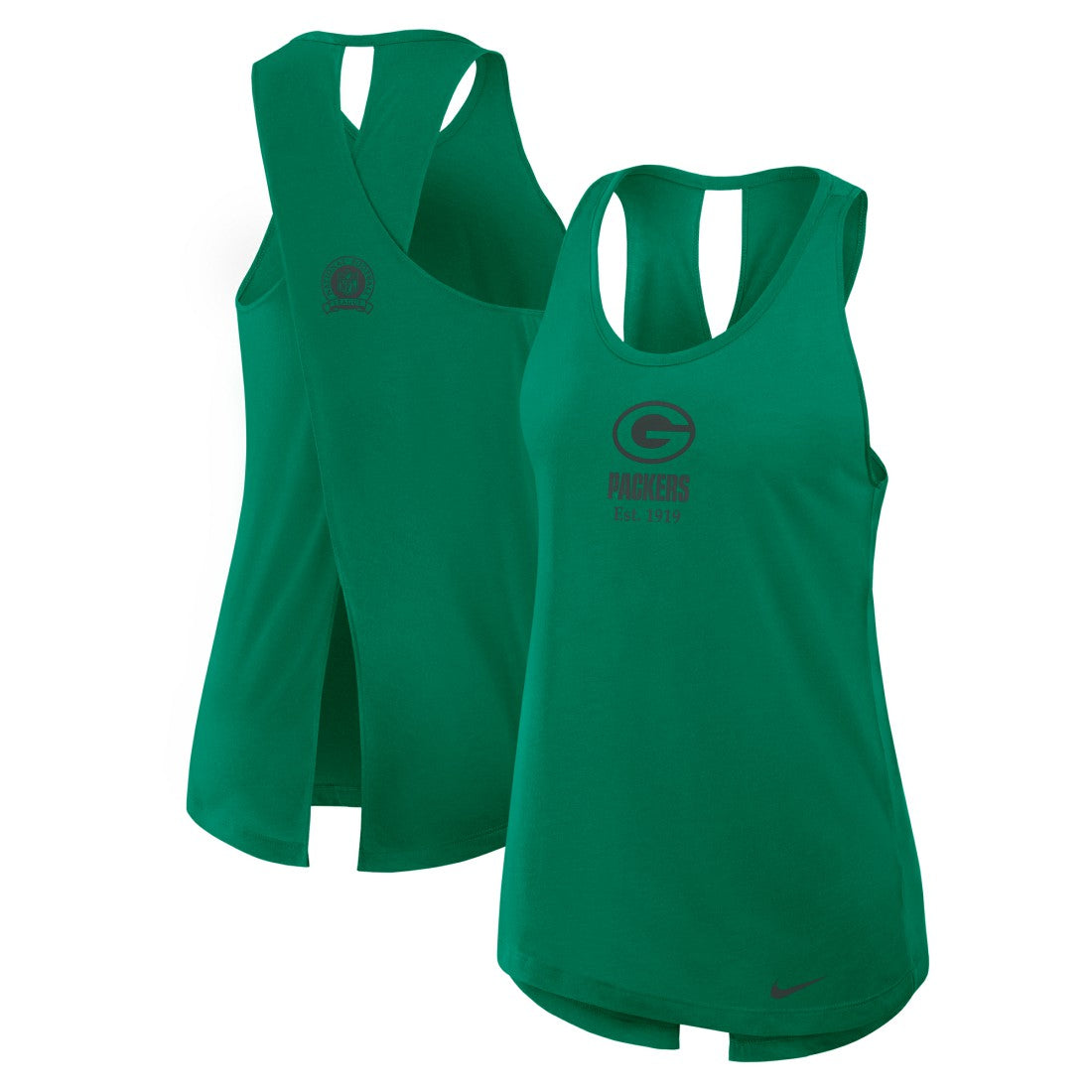 Green Bay Packers Women's Glory Open-Back Crisscross Dri-FIT Tank Top Green - Nike