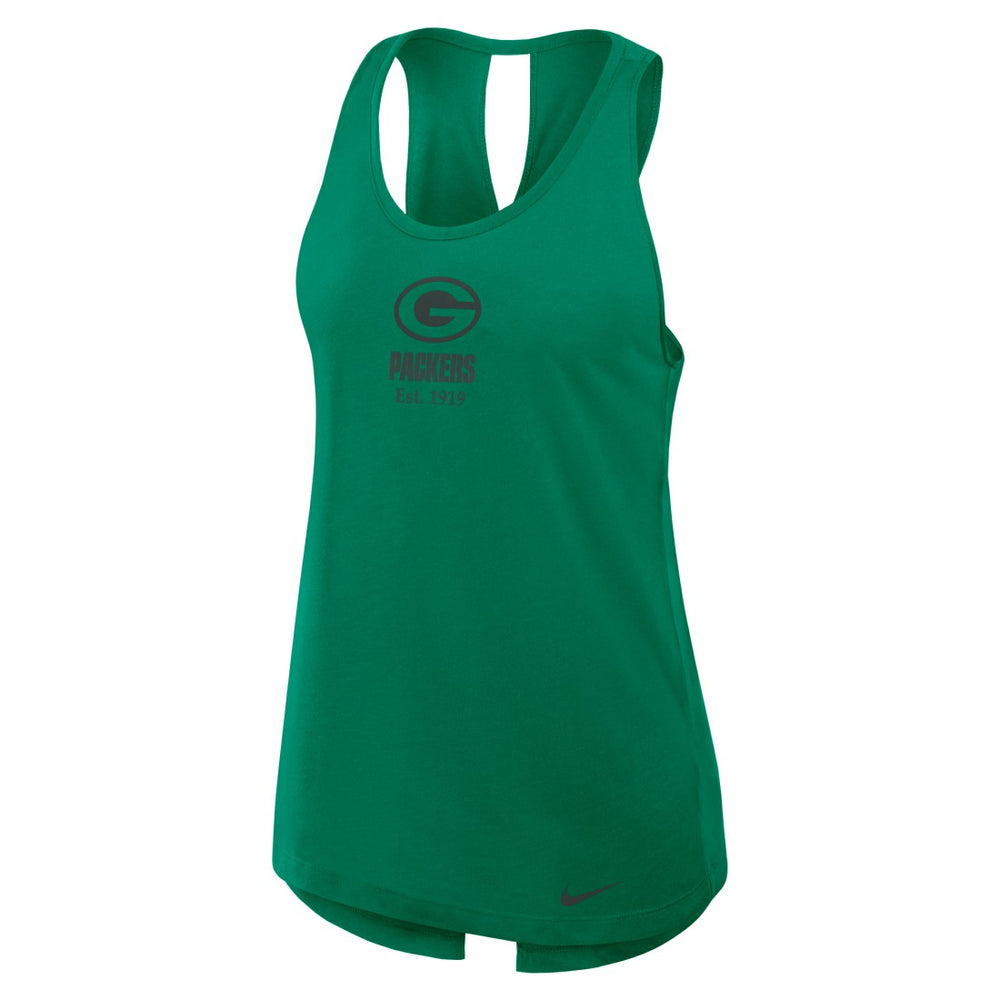 Green Bay Packers Women's Glory Open-Back Crisscross Dri-FIT Tank Top Green - Nike