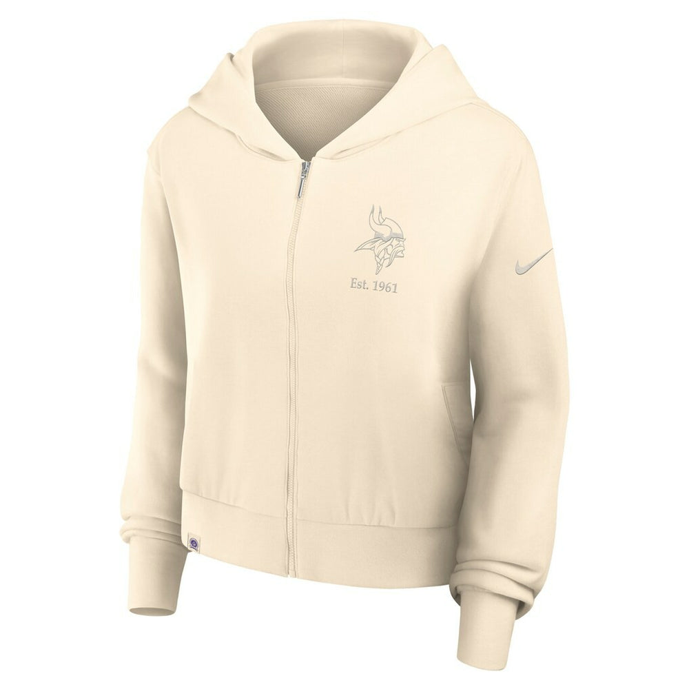 Minnesota Vikings Women's Glory Cropped Full-Zip Hoodie Cream - Nike