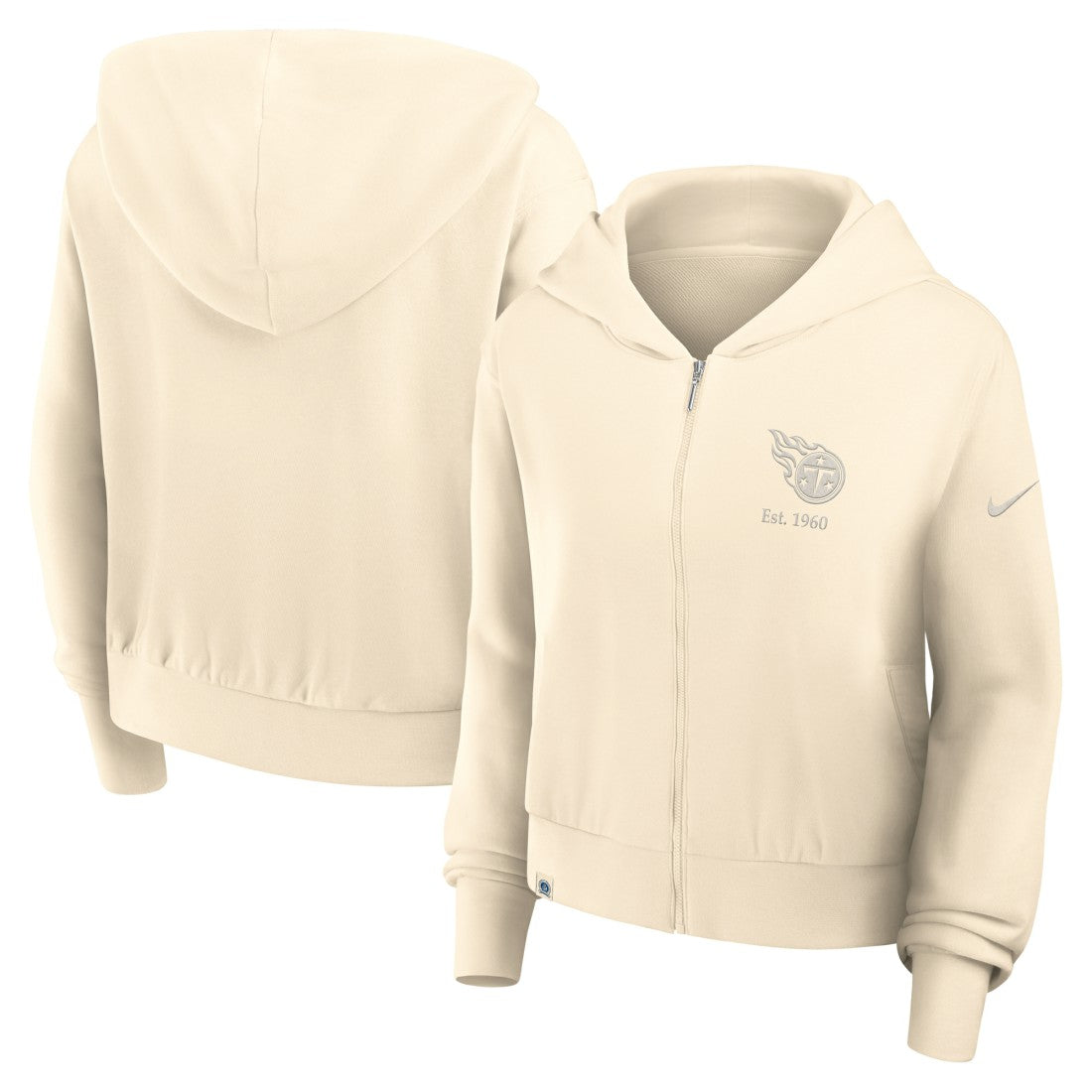 Tennessee Titans Women's Glory Cropped Full-Zip Hoodie Cream - Nike