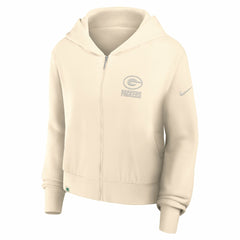 Green Bay Packers Women's Glory Cropped Full-Zip Hoodie Cream - Nike