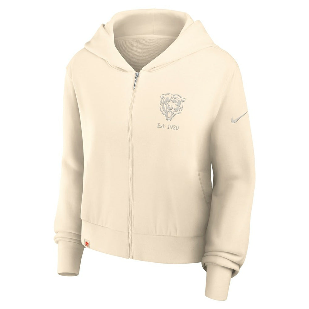 Chicago Bears Women's Glory Cropped Full-Zip Hoodie Cream - Nike