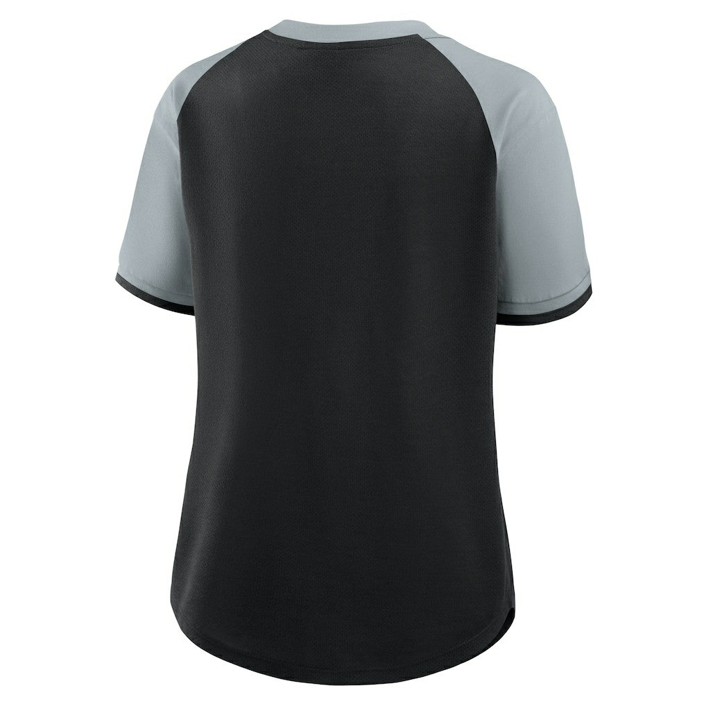 Las Vegas Raiders Women's Height Advantage T-Shirt Black/Silver - Fanatics