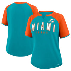 Miami Dolphins Women's Height Advantage T-Shirt Aqua/Orange - Fanatics