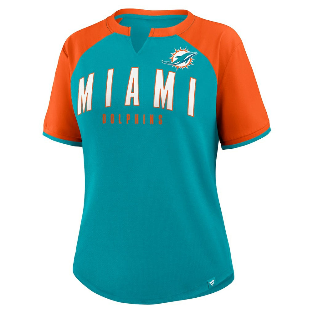 Miami Dolphins Women's Height Advantage T-Shirt Aqua/Orange - Fanatics