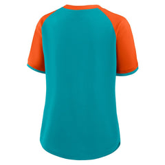 Miami Dolphins Women's Height Advantage T-Shirt Aqua/Orange - Fanatics